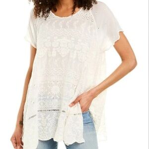 Johnny Was Cream Embroidered Blouse